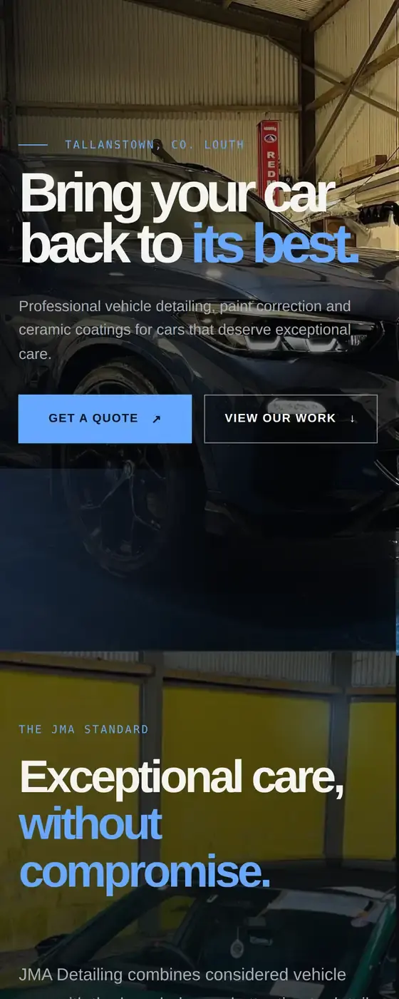 The same site on a phone, designed for mobile.
